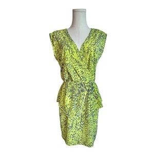 Yoana Baraschi Yellow Gray Sleeveless V-Neck Layered‎ Skirt Mini Dress Women’s S